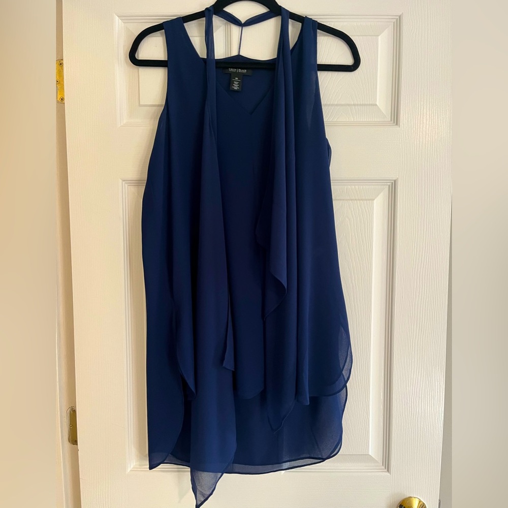 White House Black Market Navy Blue Blouse
